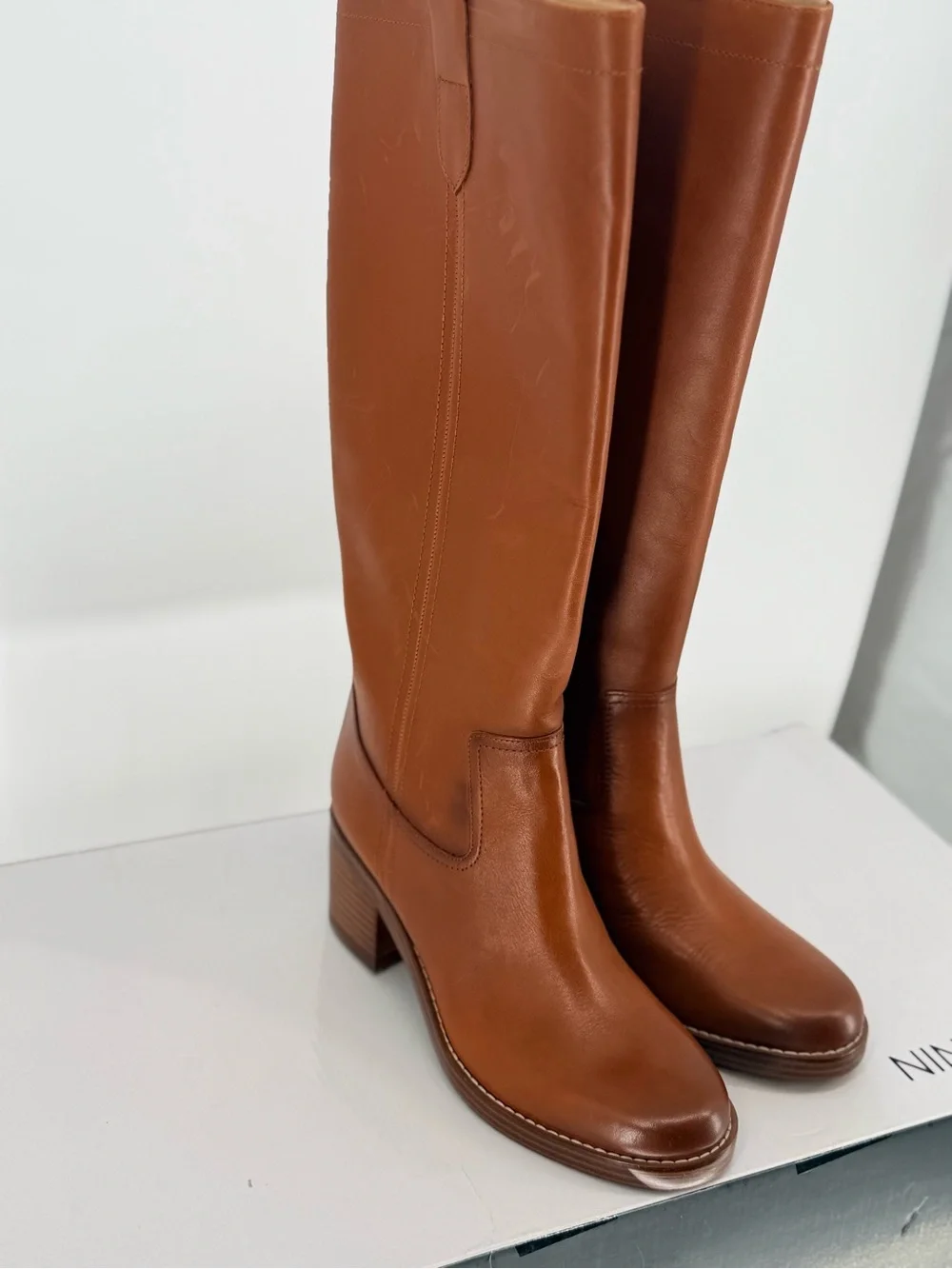 New Nine West Women's Tall Leather Riding Boots - Brown size 8.5M